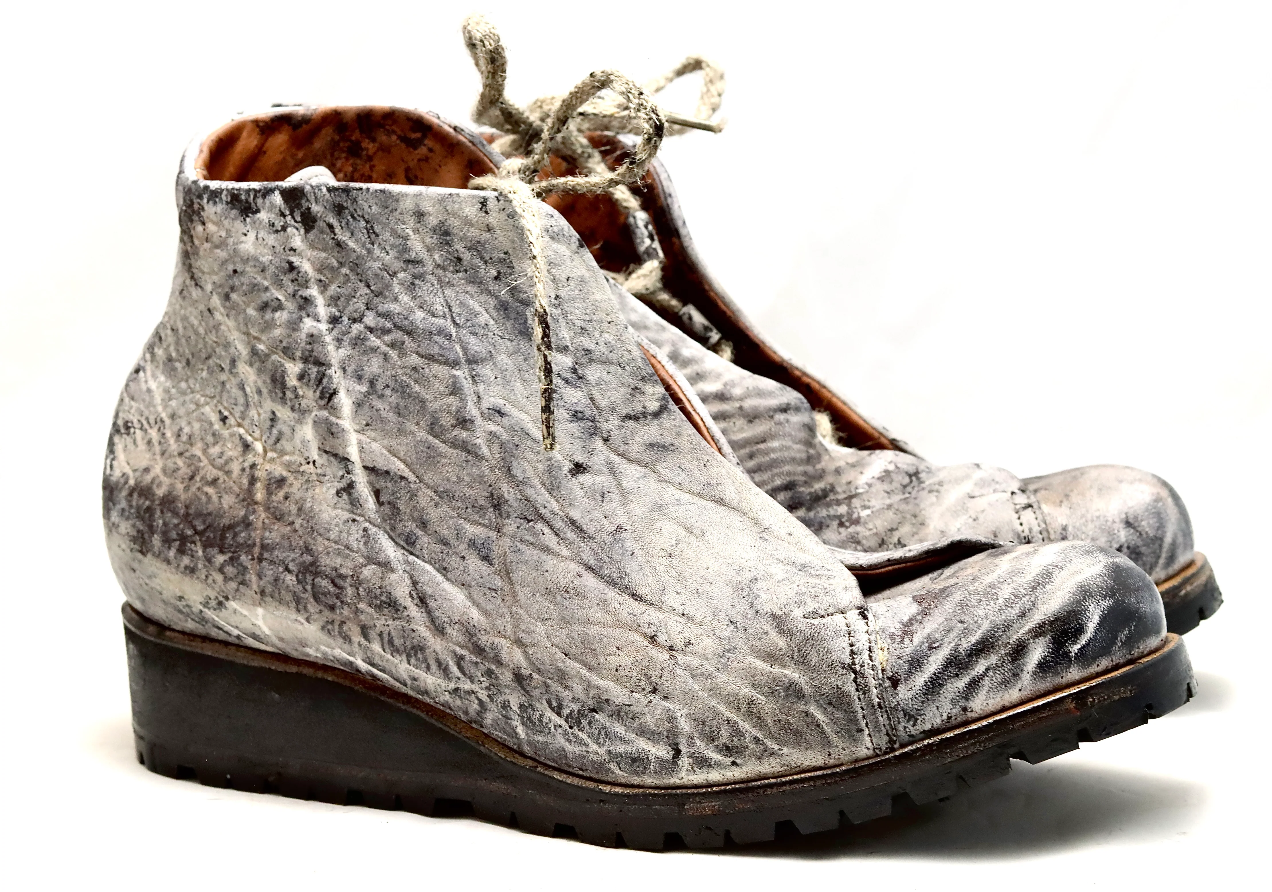 Asym derby boot | charcoal dip dye | raw culatta
