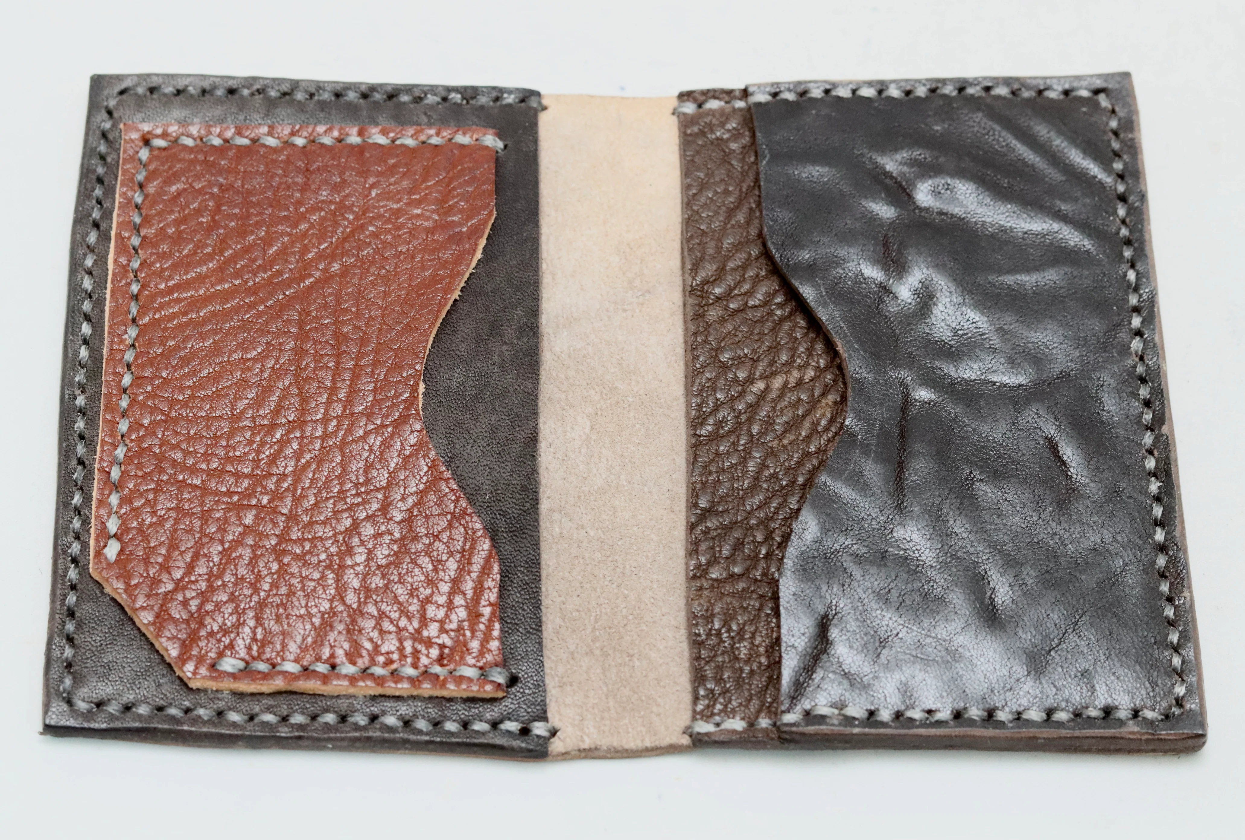 Card wallet fold | grey brown | mixed leathers - Image 3