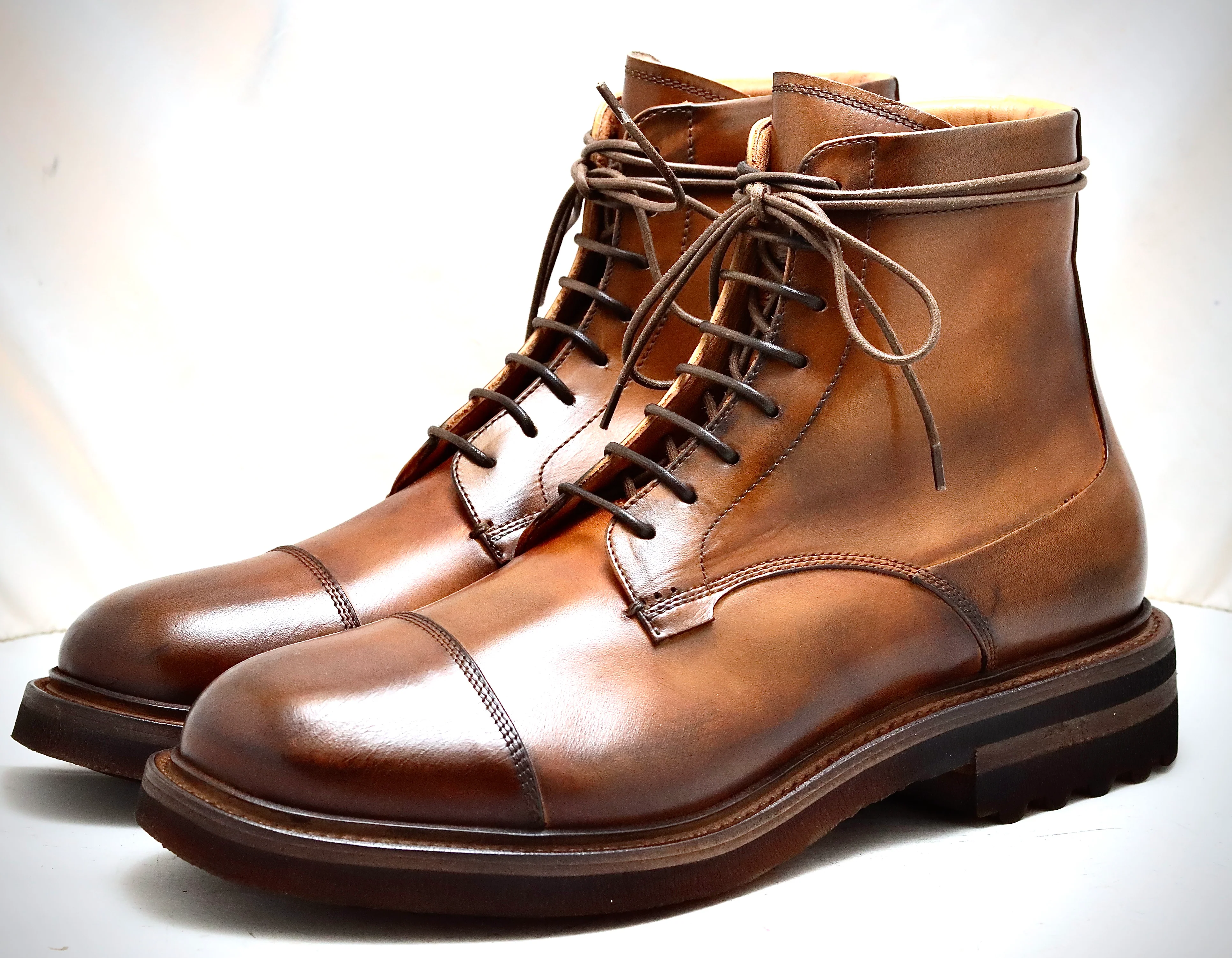 Toe cap derby Boot  | dark tan  | calf | wide fit - Image 2