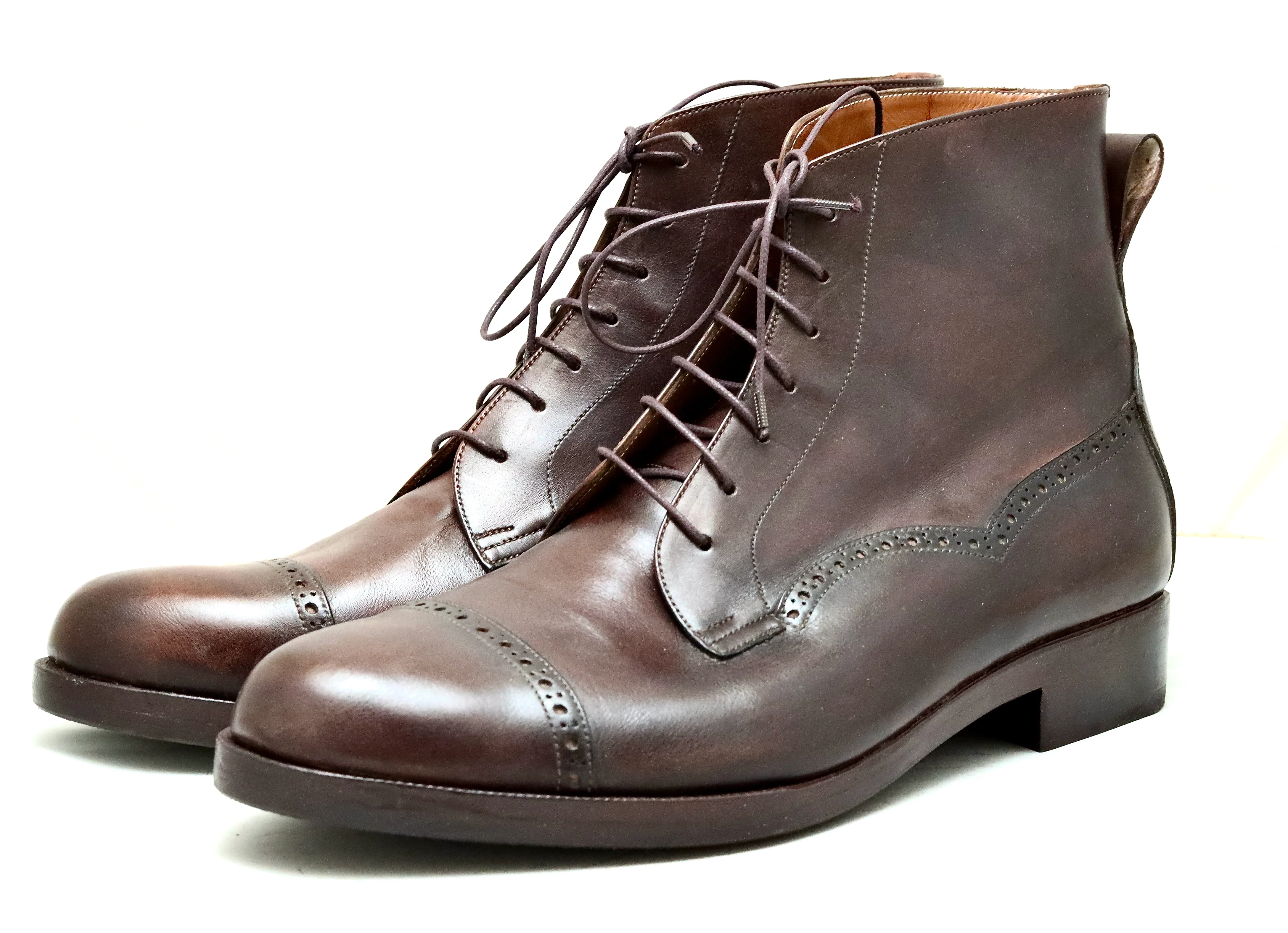 toe cap derby brogue boot  | brown | calf - Image 2