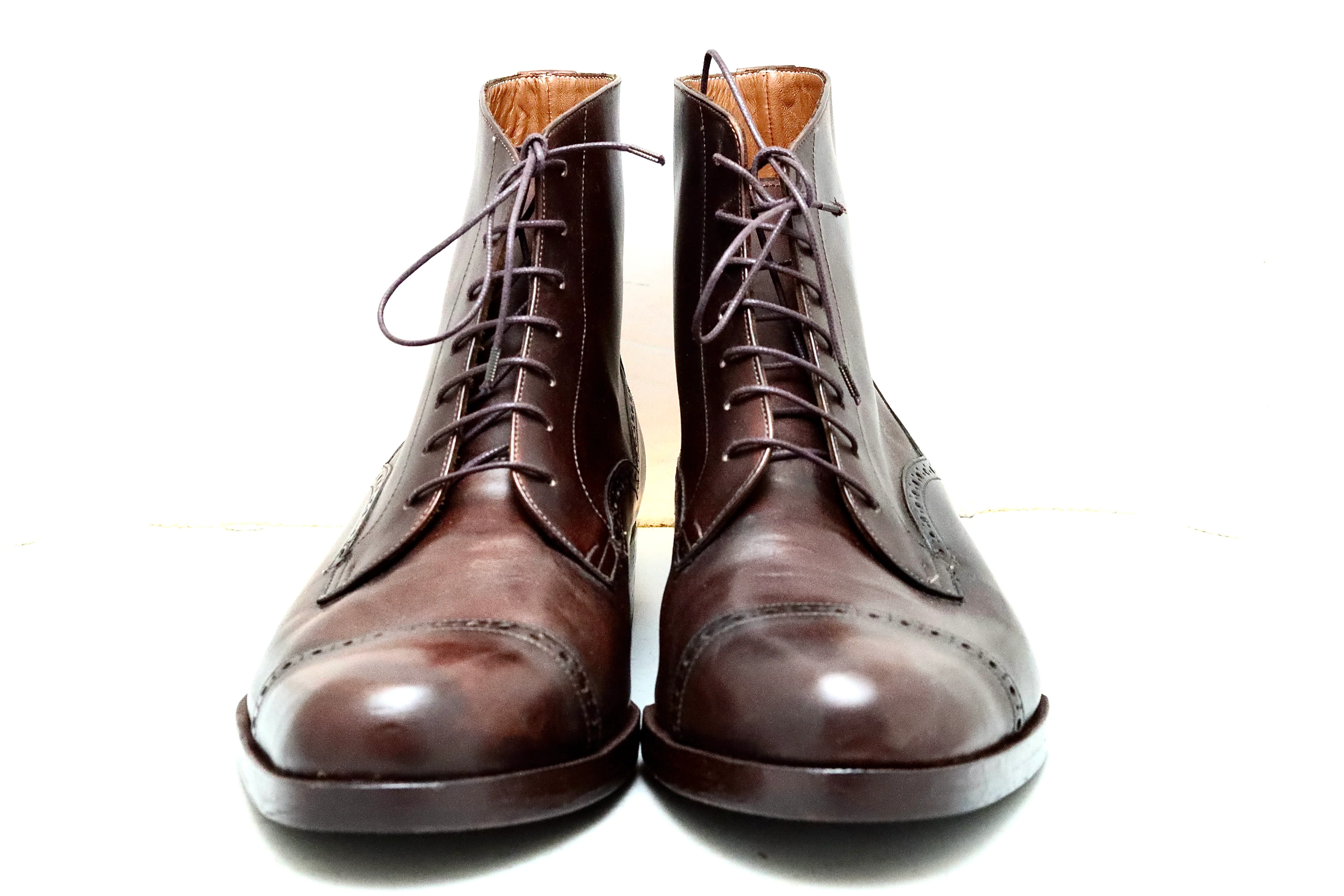 toe cap derby brogue boot  | brown | calf - Image 4