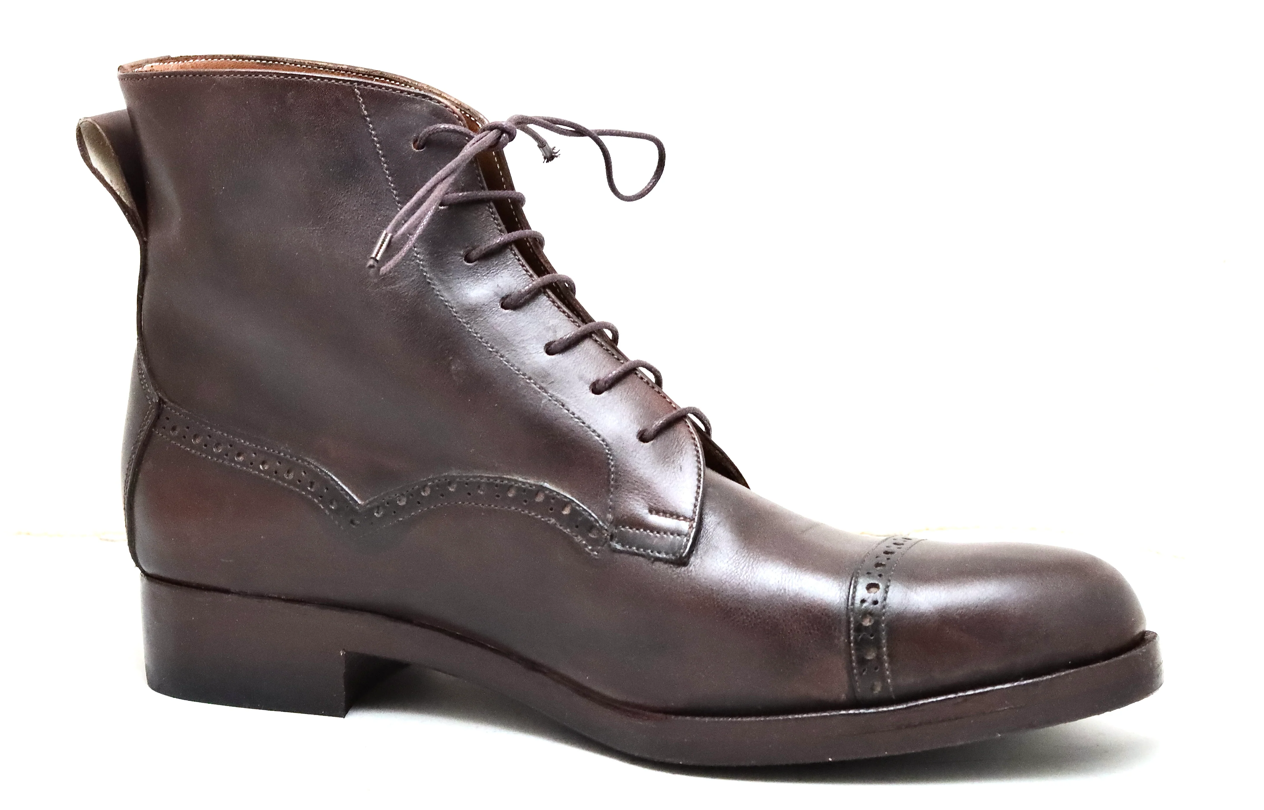 toe cap derby brogue boot  | brown | calf - Image 5