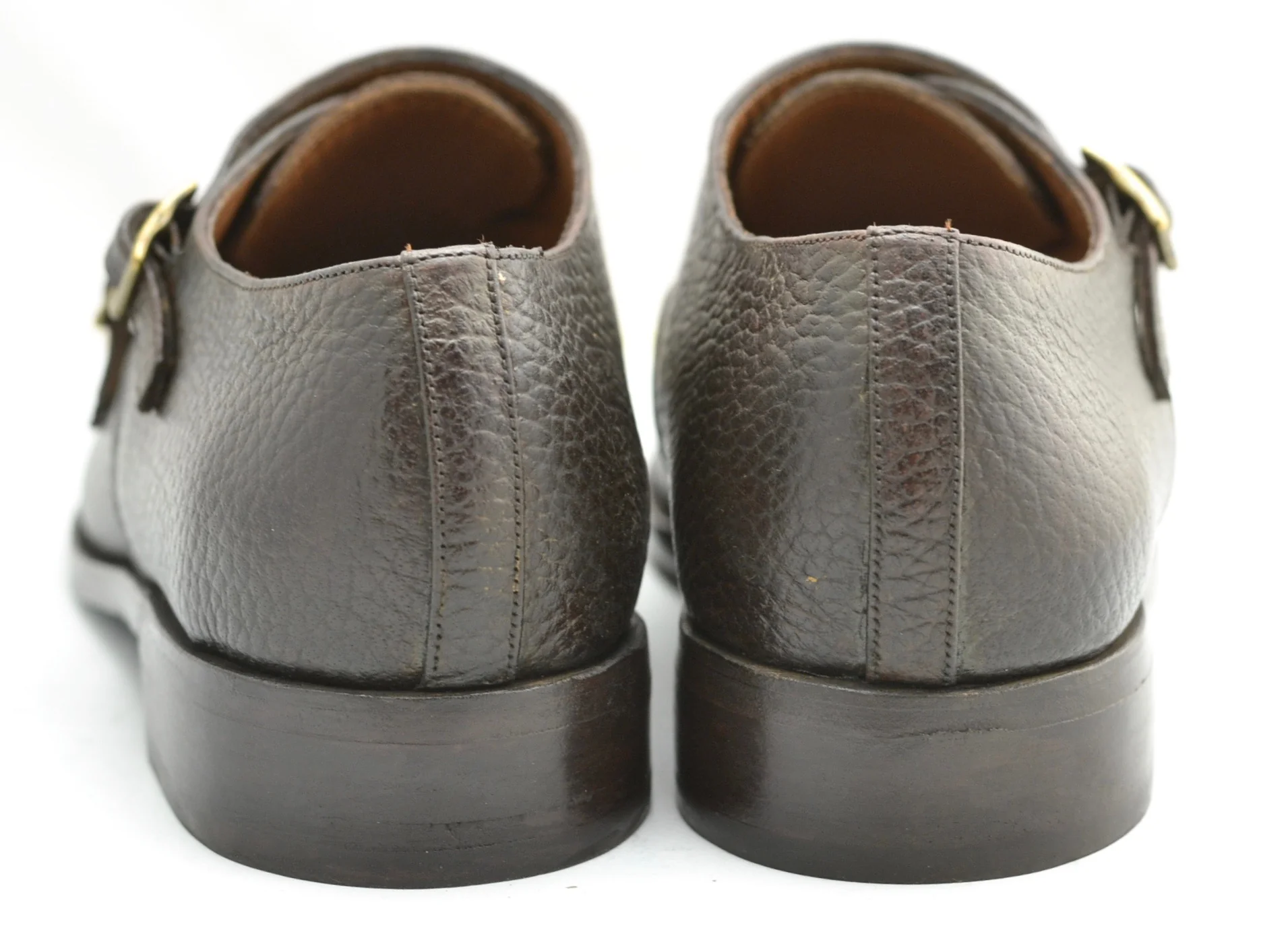 Double Monk  |  Choc pebble grain calf | standard fit | pointed toe - Image 4