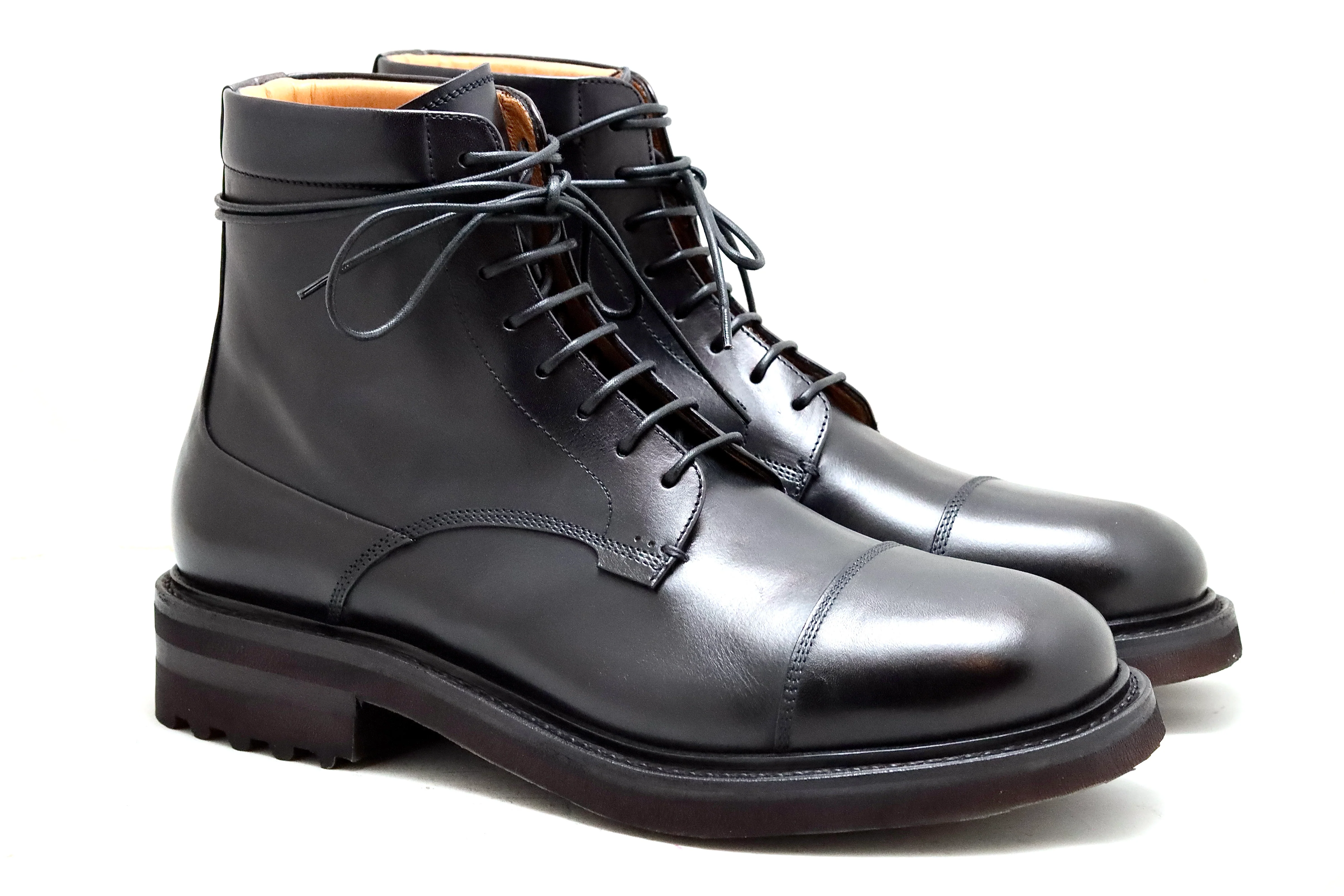 Toe cap derby boot 1 | Black | calf