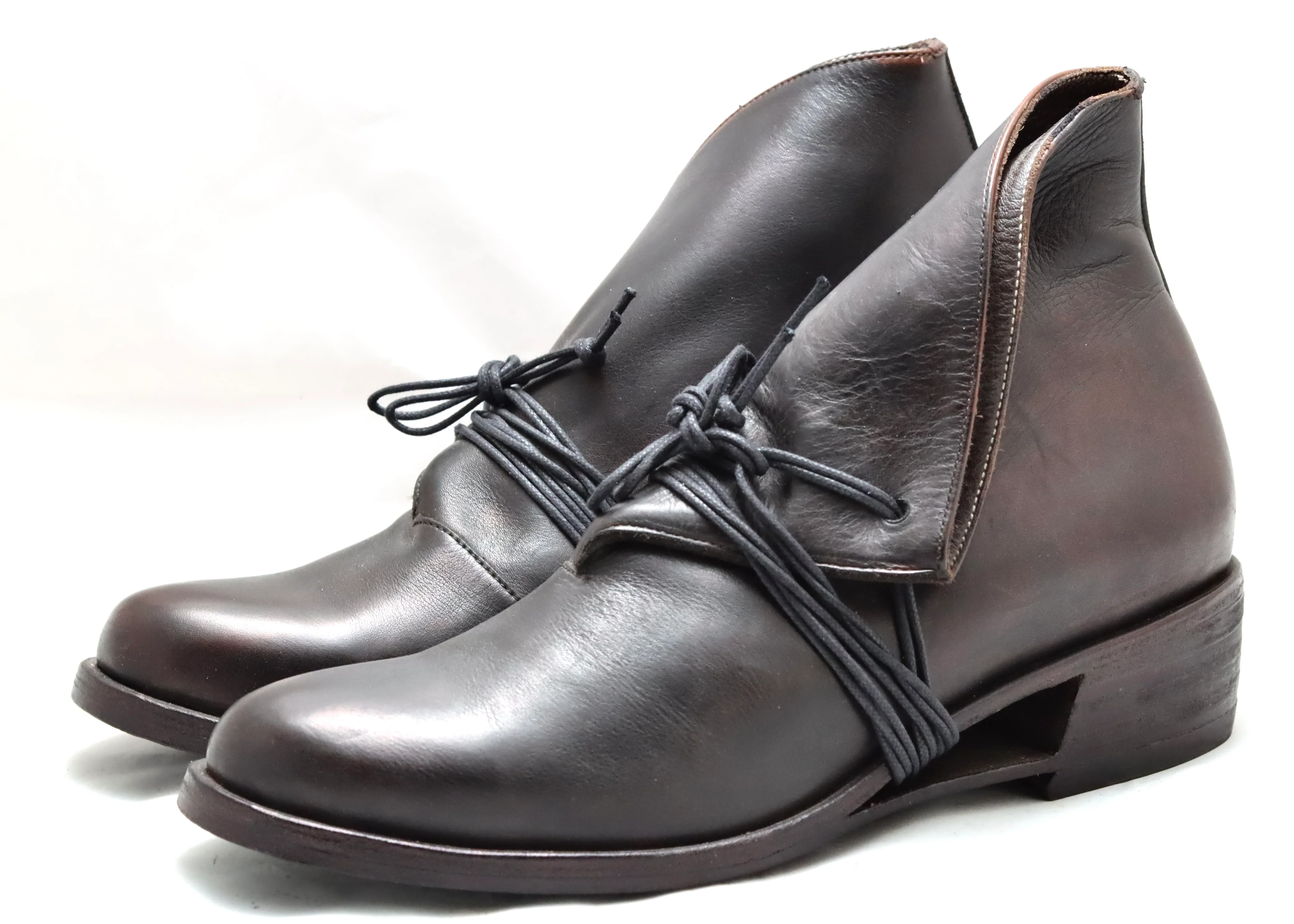 Foldover boot negative wedge |  Dark choc | Calf - Image 2