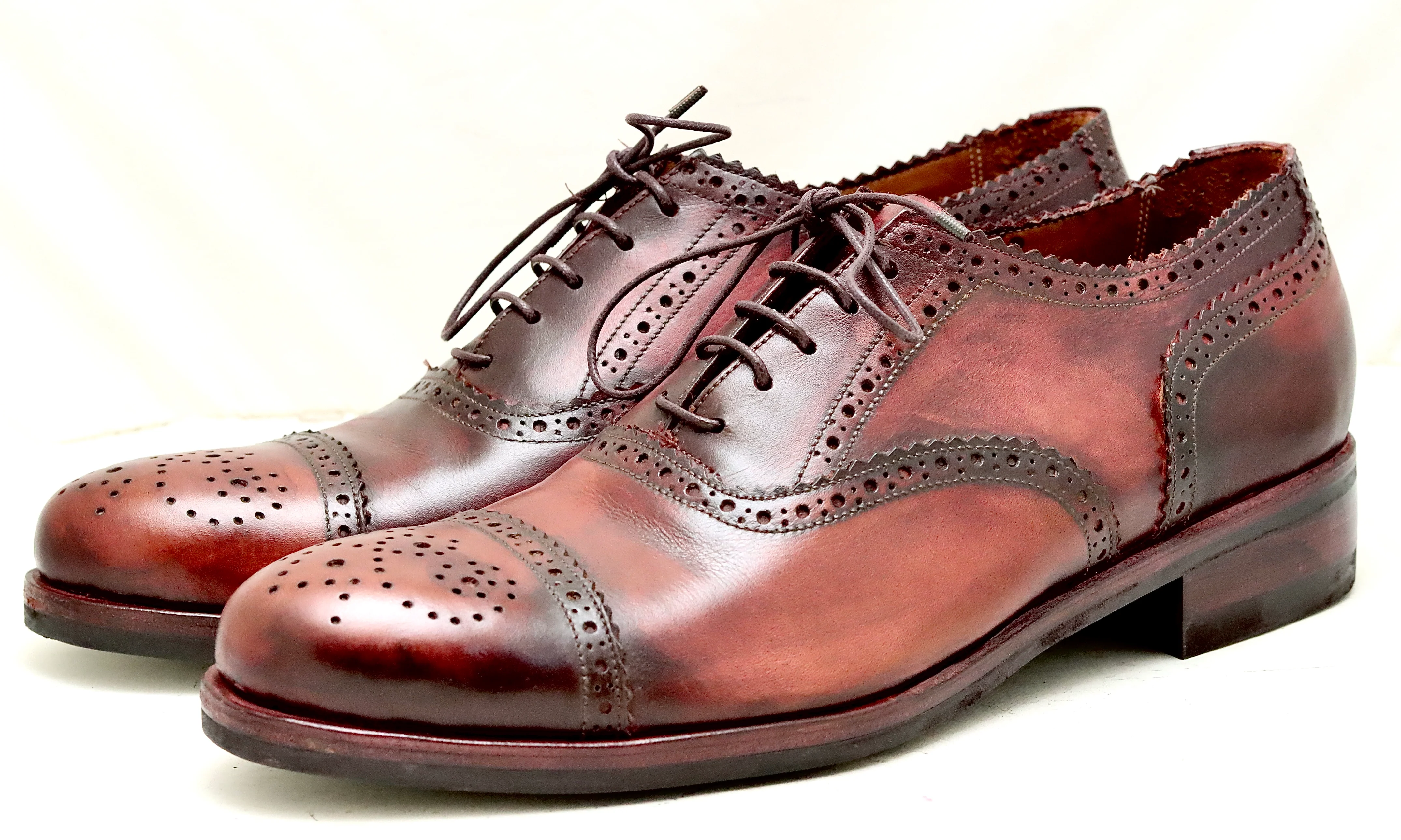 Oxford brogue  | Burgundy rub off | box calf - Image 2