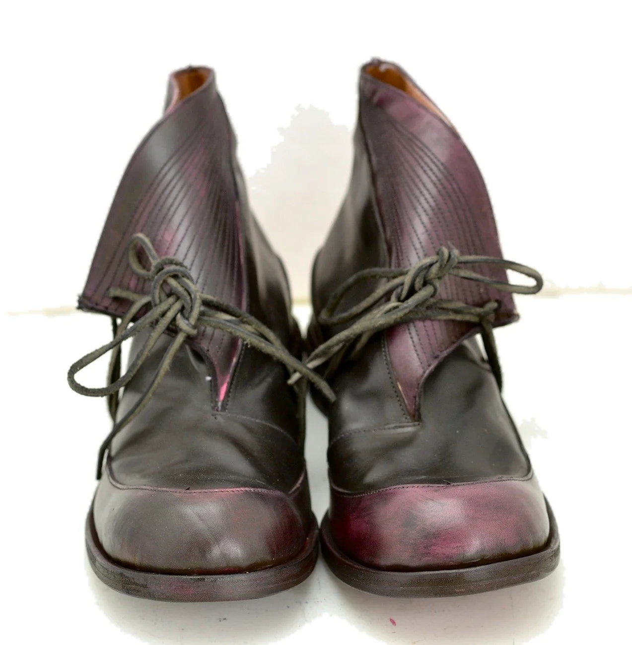 Sneaker boot  |  Foldover black and plum calf - Image 3