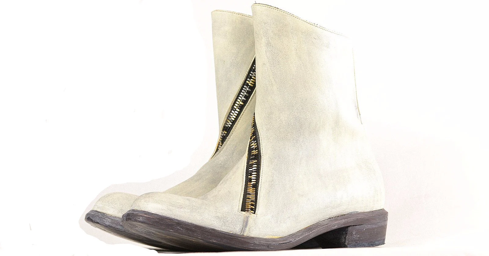 Spiral Zip Boot  |  Dirty white - Image 2
