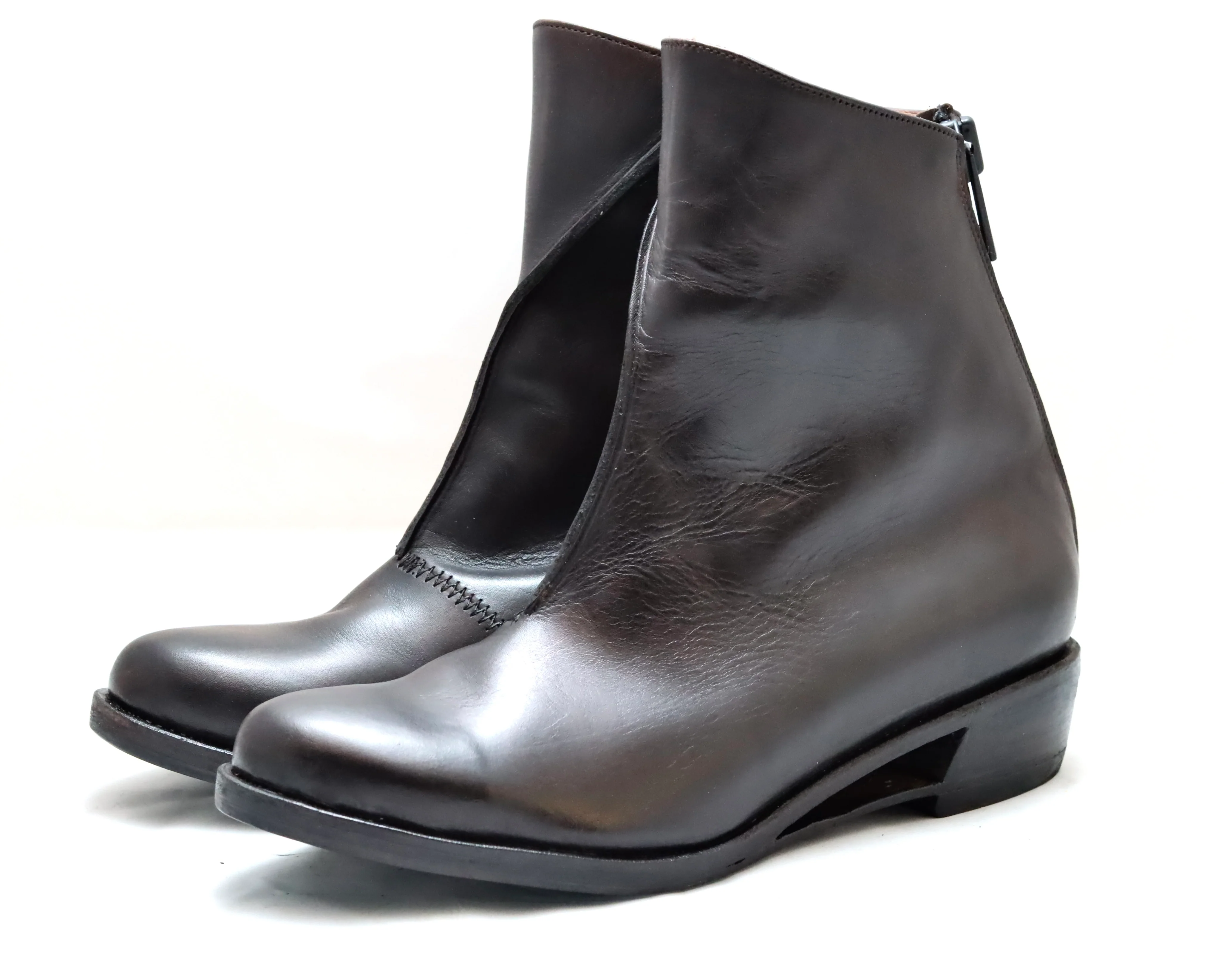 Zip back boot  | Choc black  | Calf - Image 2