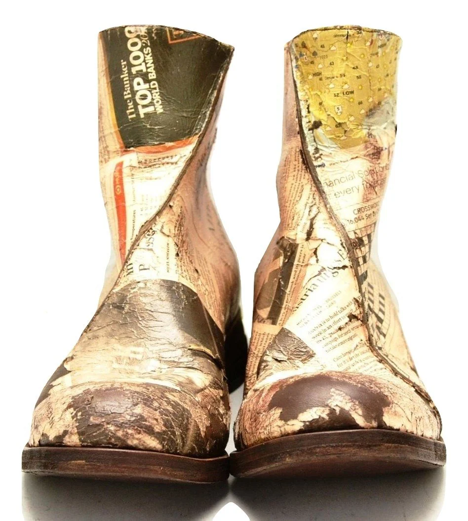 Zip Back Boot | decoupage newsprint - Image 3
