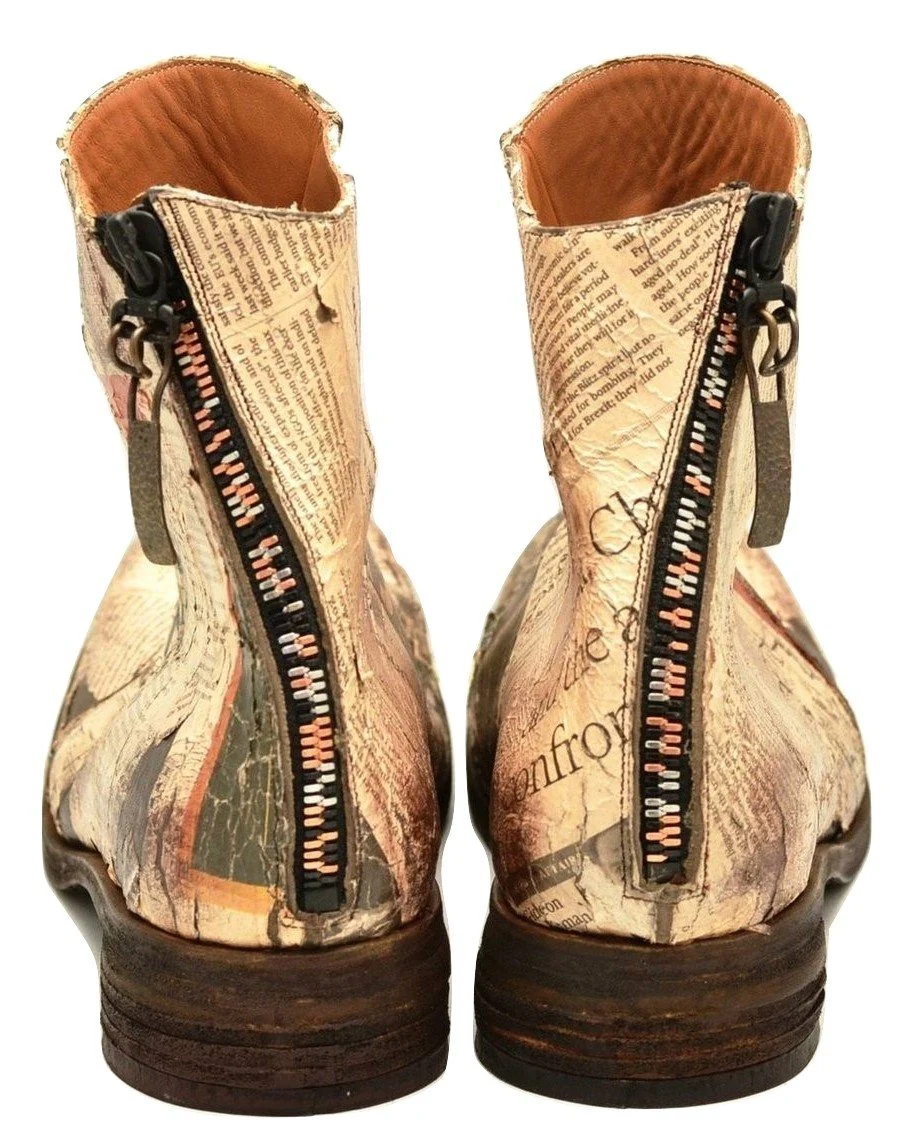 Zip Back Boot | decoupage newsprint - Image 4