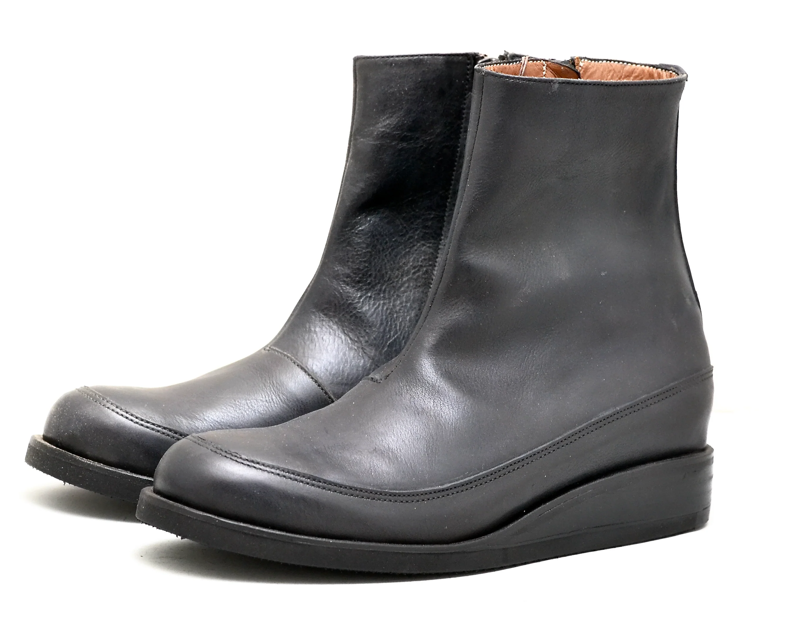Zip sided sneaker boot |  Black | Calf - Image 2